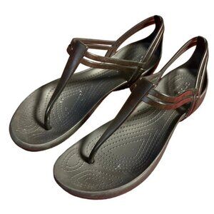 Women's Crocs Isabella Black Jelly T strap thong sandals size 7